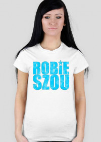 'Robie Szou' Classic - Damska - Biała - Niebieski Napis
