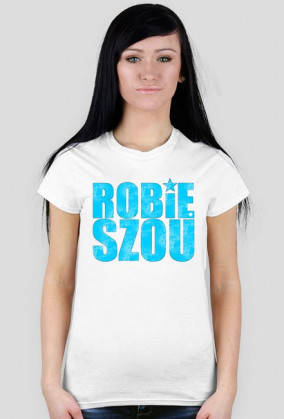 'Robie Szou' Classic - Damska - Biała - Niebieski Napis