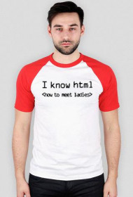 I know HTML :: Koszulka męska czerwono-biała