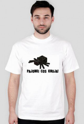 Minecraft Koszulka Biała Męska - Pajonki coś knują!