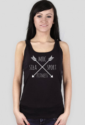 Tanktop bokserka damska MOC SIŁA FITNESS SPORT czarna FITlovin.pl