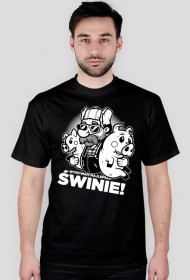 Świnie B&W Black T-shirt