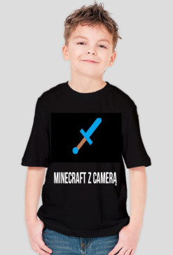 MINECRAFT Z CAMERĄ KOSZULKA CHŁOPIĘCA [CZARNA]