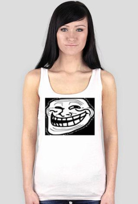 Koszulka bez rękawka biała trollface