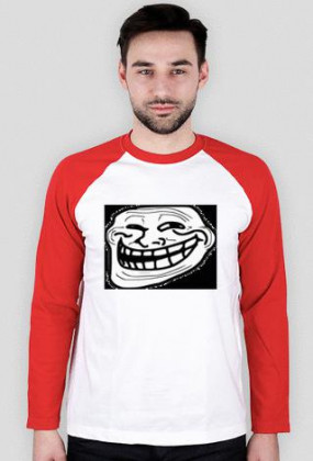 Koszulka z długim rękawem biało-czerwona trollface