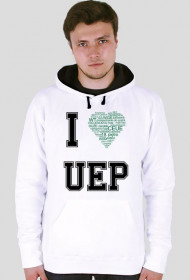 I love UEP biała bluza z kapturem