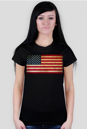 Flaga amerykańska grunge - koszulka damska