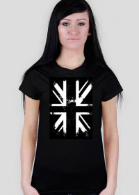 Flaga UK czarno-biała pion - koszulka damska