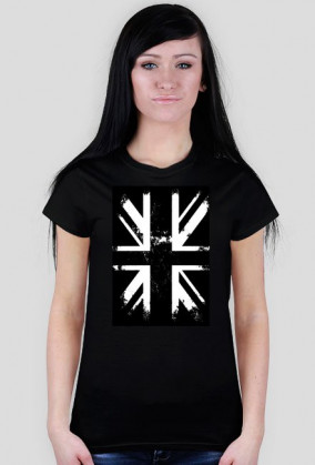 Flaga UK czarno-biała pion - koszulka damska
