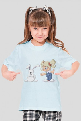 Koszulka dziewczęca - dziewczynka i zając