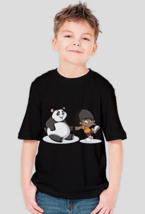 Koszulka chłopięca - panda i chłopiec