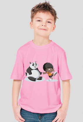 Koszulka chłopięca - panda i chłopiec
