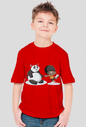 Koszulka chłopięca - panda i chłopiec