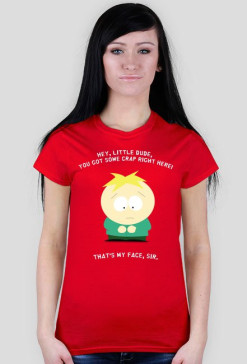 Butters - that's my face sir! woman red