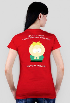 Butters - that's my face sir! woman red